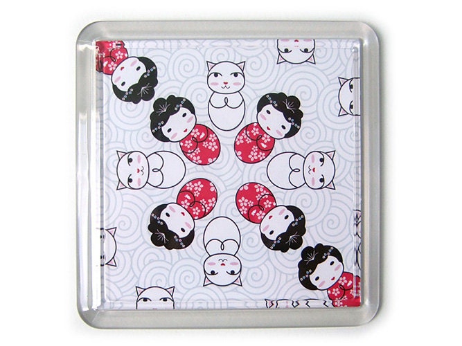 Kokeshi Flowers - Kawaii Coaster