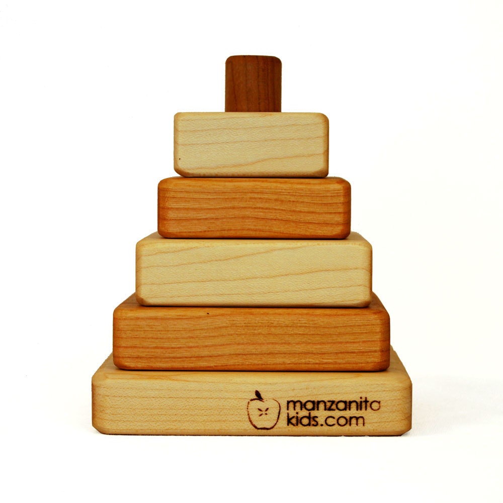 Square Stacker, wooden classic baby toy safe nontoxic natural organic handmade