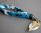 Wrist Lanyard Key Chain - REEL - Aqua Scribble