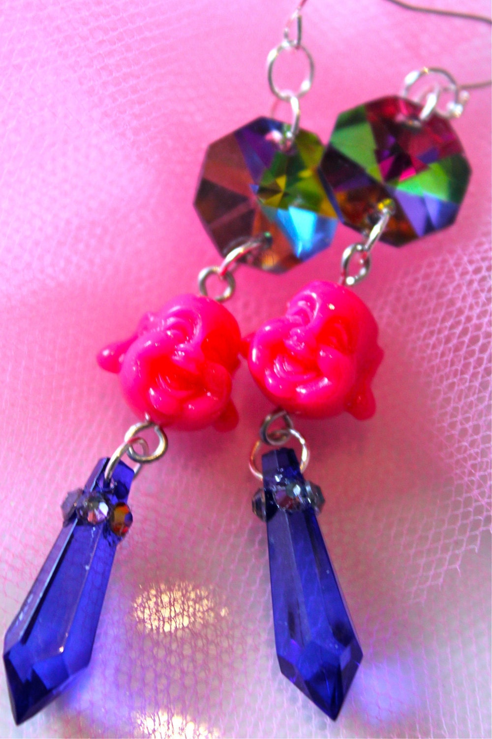 Buddha Bliss Bling Pink Drop Earrings