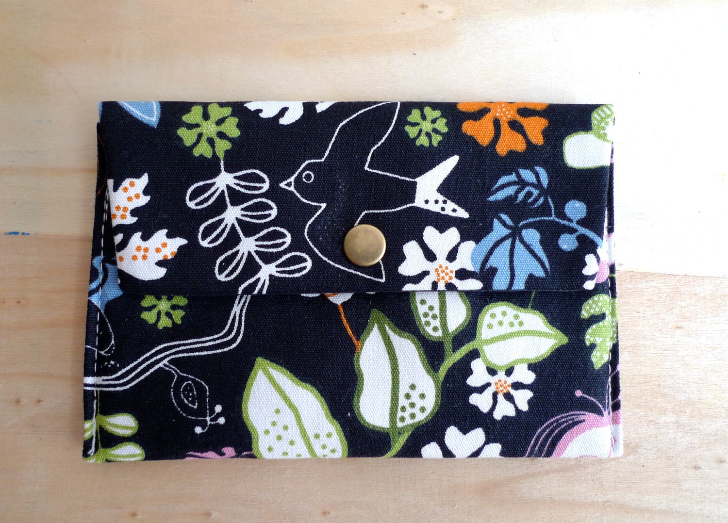 Mini Clutch wallet/ iPhone padded sleeves/ bird and flowers