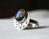 Dichroic Sterling Ring Hand Hammered