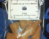 FIRE ELEMENTAL INCENSE cones - 10 artisan organic incense cones - not dipped - fire meditation, willpower, transformation, empowerment