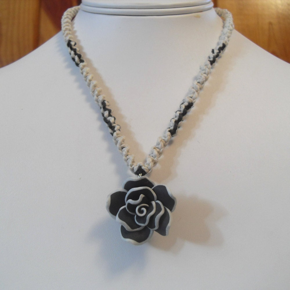 Black Rose Hemp Necklace