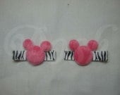 Pink Minnie Mouse Zebra Applique Clippies