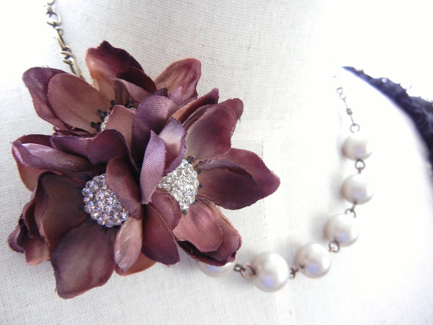 Sale - Statement Necklace Set  Plum Purple Special Occasion - Claudette