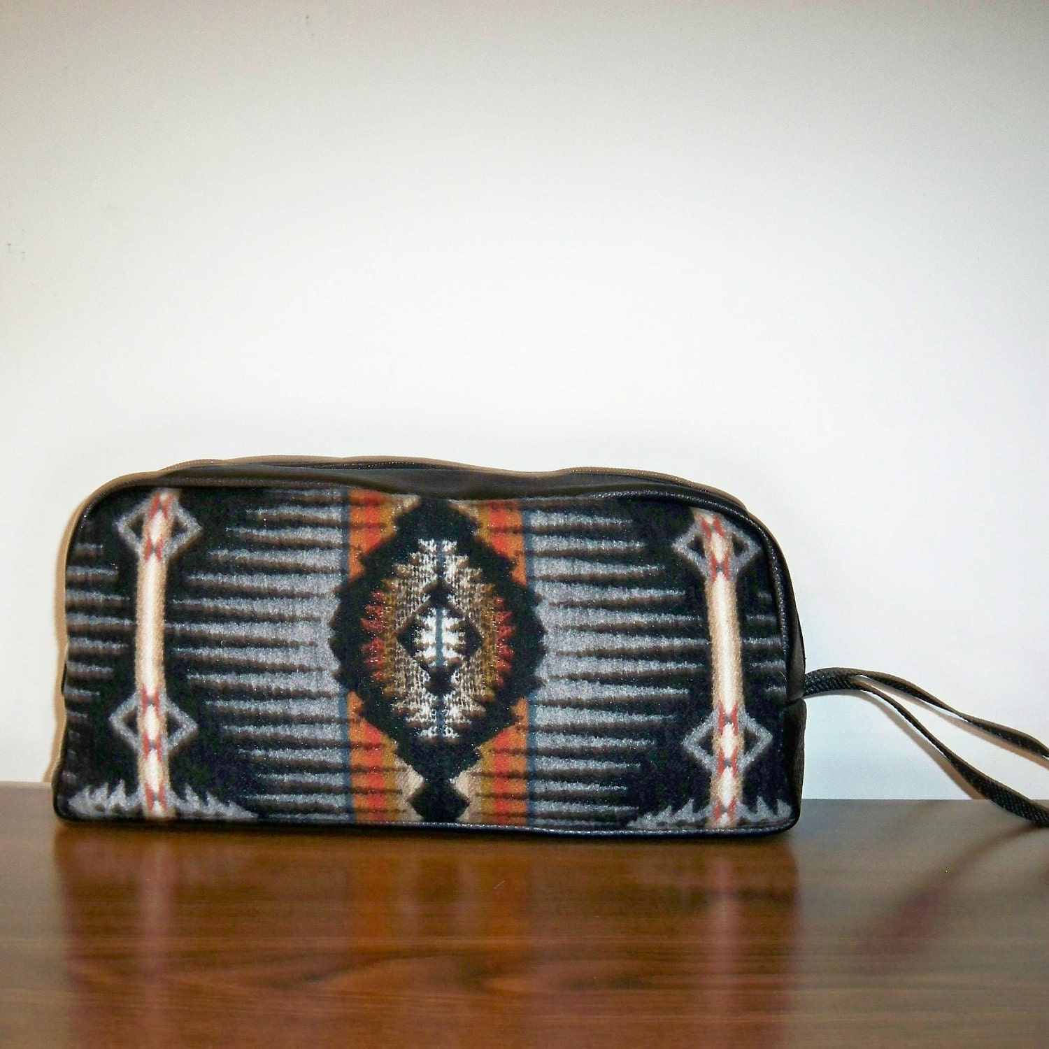 Shaving Bag Case Pendleton Wool Leather Travel Gray