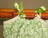 Soft Green and White Damask Pillowcase Dress