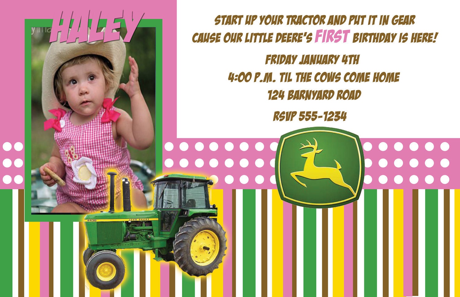 Custom John Deere Girl Invite