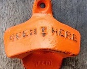 Bottle Opener - Bright Orange - Cast Iron - Soda Pop Bottle Opener - Retro Wall Decor -  in Rustic California Poppy Orange