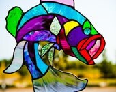 Abstract Beauty Fancy Large Mouth Bass  Stained Glass