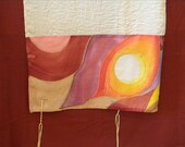 Tallit  79 in x 27 in (200cmx70cm)  Stone silk and hand painted silk