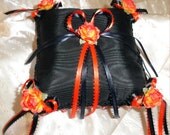 Black-Orange Ring Pillow-Halloween-Autumn-Fall-French Moire Taffeta