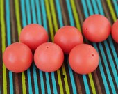 Vintage Beads,  Pumpkin Orange, Lucite Opaque Round Beads, 20mm, (6)
