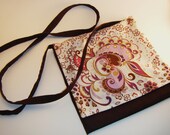 Purse, Brown and Purple Floral Shoulder Bag