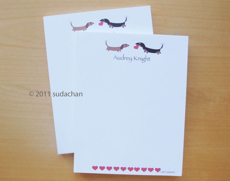 Personalized Notepads - Dachshunds With Hearts (set of 2)