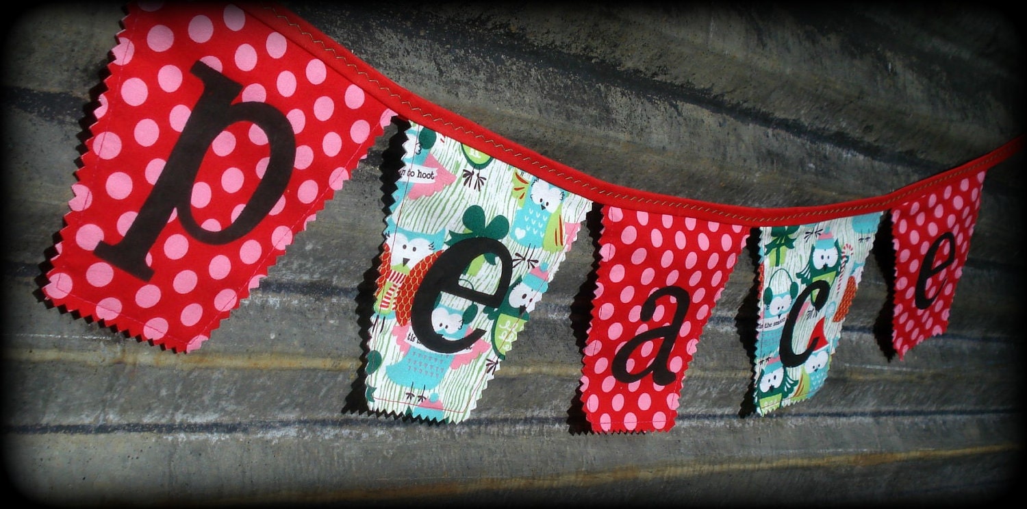 fabric Christmas bunting / banner Peace