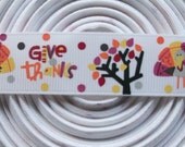 Give Thanks Thanksgiving Turkey on 7/8" grosgrain ribbon Il_170x135