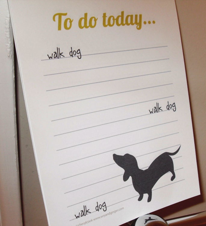 Dog notepad - things to do - walk the dog