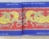 Celtic Dog Fabric, Cotton Sateen, Greyhound, Red and Yellow.