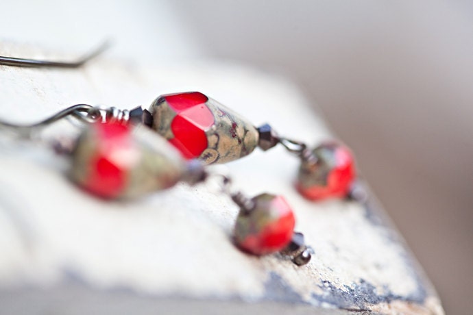 Red Earrings tomato bright summer july 4th