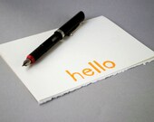 Hello Greeting Card - Yellow on Ivory  Blank Notecard- 5 x 7 inches