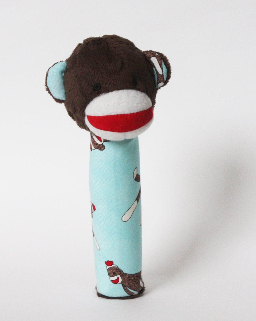 Blue Sock Monkey Squeakie Toy