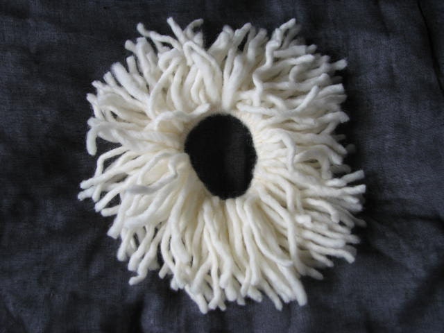 Sea anemone scrunchie off white, cream, ivory