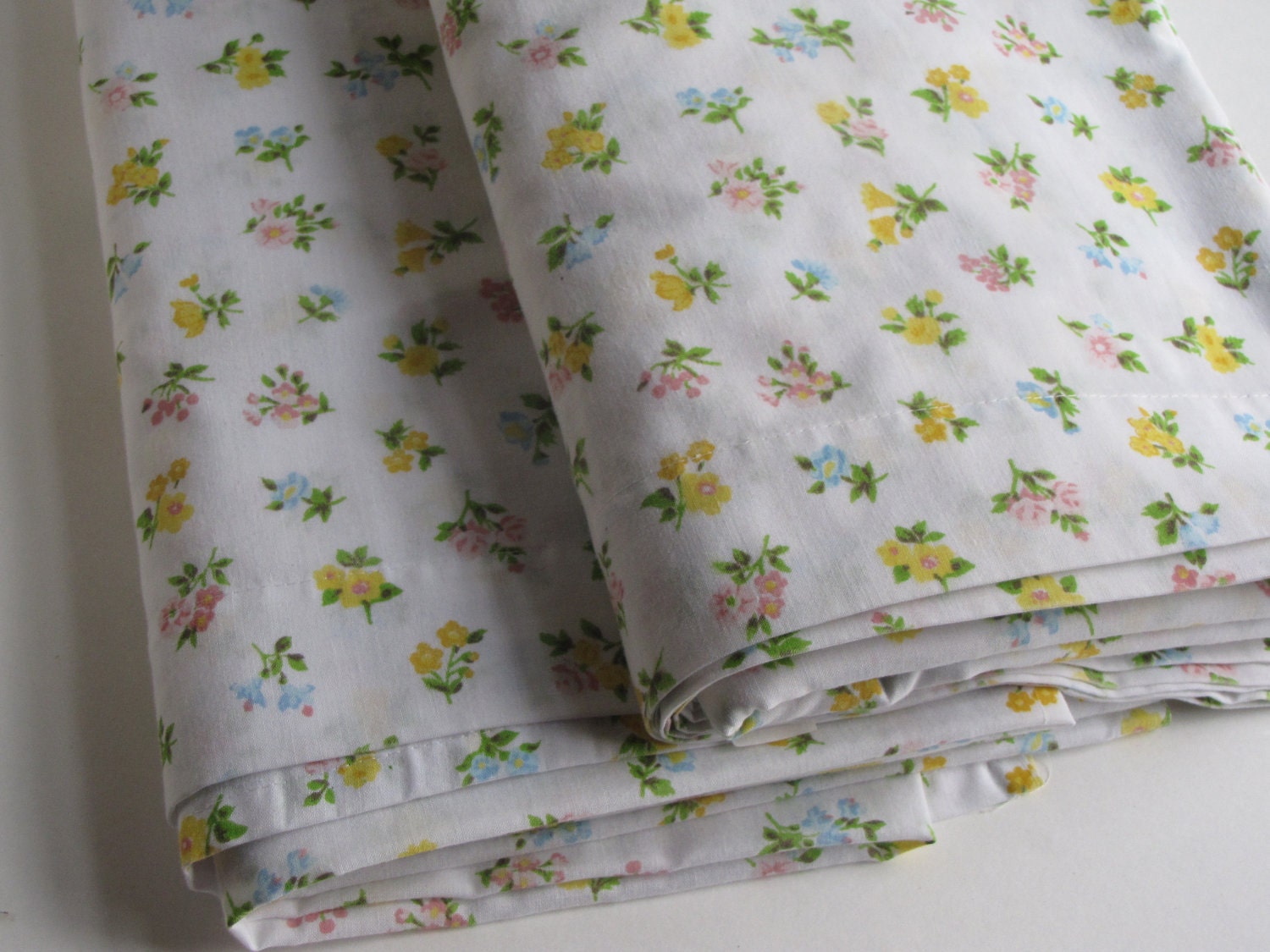 Vintage Twin Flat Sheet - Pink, Blue, Yellow Floral