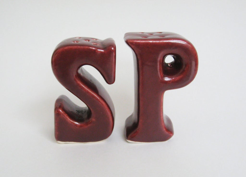 Retro Alphabet Letters S and P - 1950's Salt & Pepper Shakers