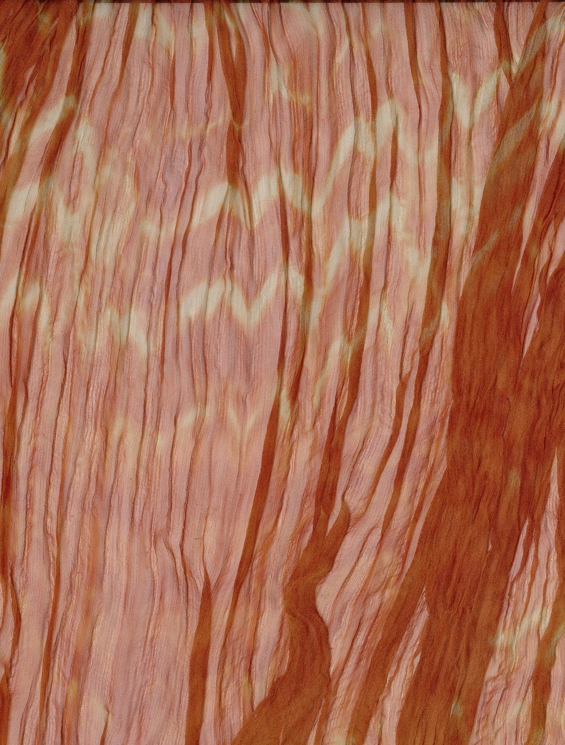 Shibori silk scarf tie dyed brown green desert scrub Large size