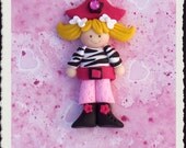 Little Pirate Girl polymer clay bead/charm/hair bow center