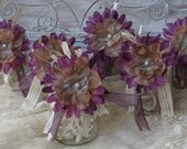 Wedding Flower Vase Jars with Flower  Shabby Chic  Set of 6 by My Broken Art on Etsy