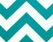 1 Yard "Zippy" Fabric in Turquoise and White, Chevron