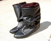 Faux-fur lined buckled winter boots VTG