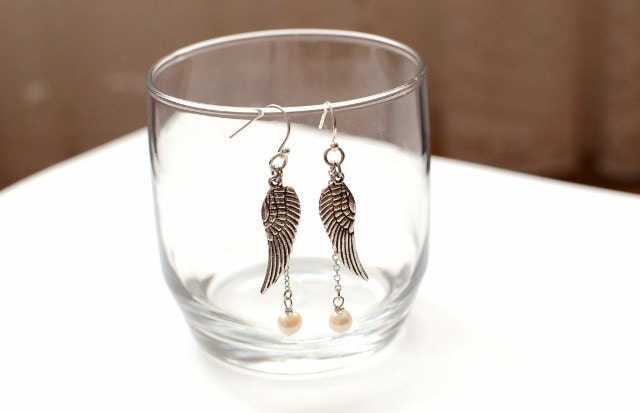 Fresh Water Pearl Angel Wings Earrings