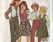style 2809, vintage 70s girls' vest, pants and skirt pattern, size 7, chest 26 FREE SHIPPING to canada and usa