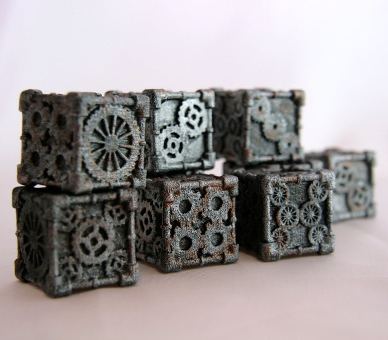 Dice (1 Die) - 3D printed, Steampunk Style, Iron Finish