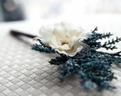 Wedding Guestbook Pen - blue winter Shabby chic rustic flower pen