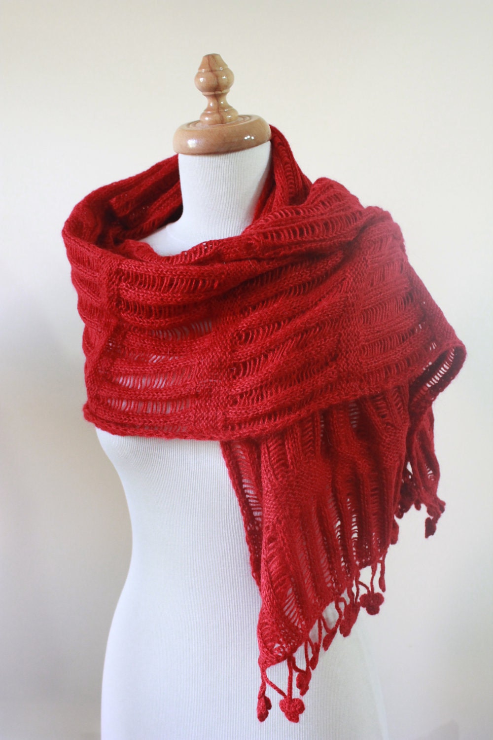 Shawl RECTANGLE Red Knitting Cool Shawl New