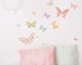 Wall Decals Butterflies (Reusable and removable fabric stickers, not vinyl) - Butterflies (girly)