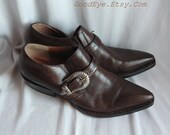 Vintage Nine West Ankle Boots Booties 9 B  Eur 40 UK 6 .5 Western Sidewider Punkish Brown Leather