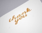 Classic Thank You Card - Copper Linocut Cursive on Ivory Notecard