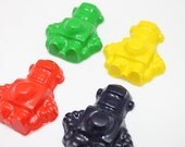 4 robot crayons - in cello bag tied with ribbon