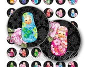 Matryoshka doll damask 1 inch Circle image Matrioshka Bottlecap Babushka Russian Dolls. Digital Collage Sheet Printable download. 8221