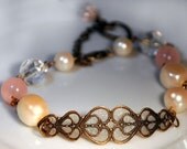 Heart Bracelet With Vintage Beads Free Gift Wrap