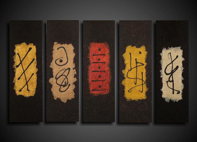 Original Painting - Large Painting - Abstract Painting - 5 Piece - 24 x 40 - Art - Artwork - Modern Painting - Asian Painting - Expresso