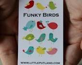 2012 FUNKY BIRDS mini pocket calendar (business card size)