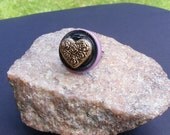 Flowers in my Heart Button Ring