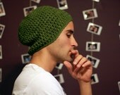 Mens Olive Green Slouchy Beanie